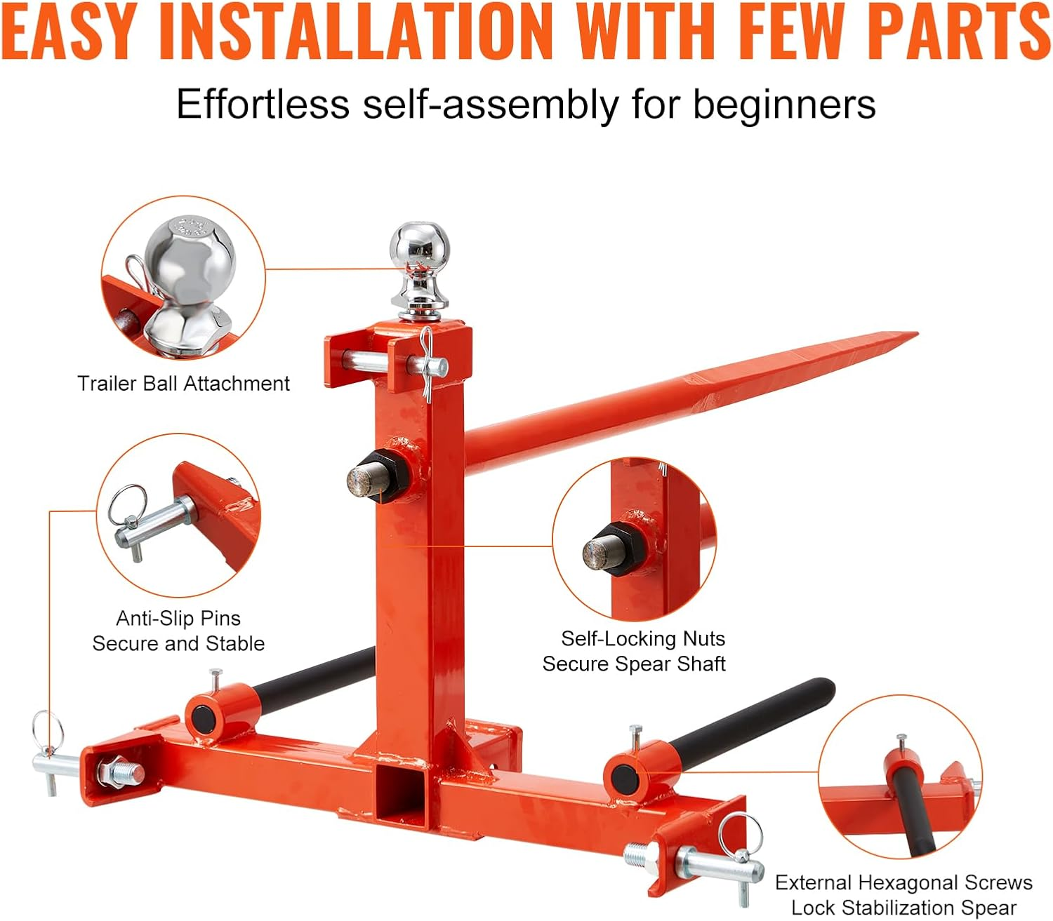 CF-3PHSS-49-1600 Three-Point Hitch Tractor Attachment with 2pcs 17.5