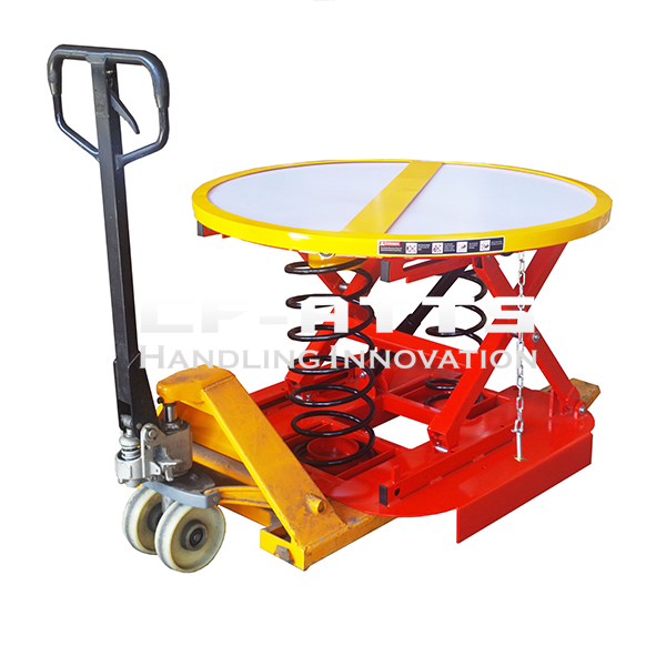 Galvanised Spring Pallet Elevator with Pallet Truck Base